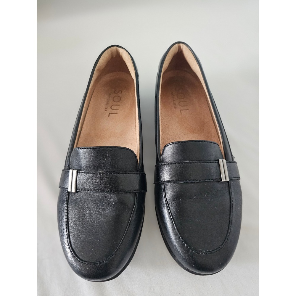 Classic Soul Naturalizer Kinsley Loafers Womens 8.5W Black Leather Buckle Flat
